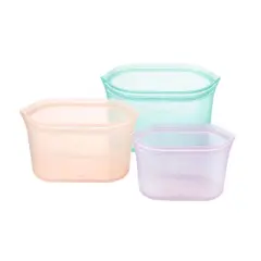 Zip Top Reusable 3 Dish Set - Teal Blue/Peach/Lavender