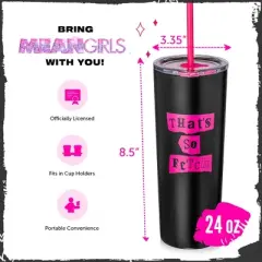 Mean Girls x Dragon Glassware 24 oz Vacuum Insulated Tumbler with Lid and Straws That's So Fetch