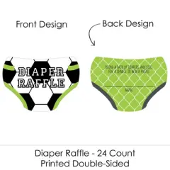 Big Dot of Happiness Goaaal - Soccer - Diaper Shaped Raffle Ticket Inserts - Baby Shower Activities - Diaper Raffle Game - Set of 24