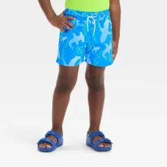 Toddler Boys' Shark and Checker 2pk Value Swim Shorts - Cat & Jack&trade; Blue/Black