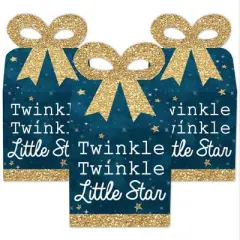 Big Dot of Happiness Twinkle Twinkle Little Star - Square Favor Gift Boxes - Baby Shower or Birthday Party Bow Boxes - Set of 12