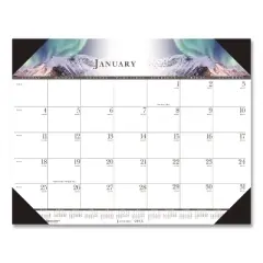 House of Doolittle Recycled Full-Color Monthly Desk Pad Calendar Nature Photography 12-Month January 2026 to December 2026 Black Binding