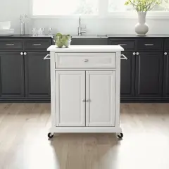 Compact Stone Top Kitchen Cart White - Crosley