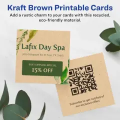 Avery Printable Square Business Cards with Sure Feed Technology, 2.5" x 2.5", Kraft Brown Cardstock, Print-to-the-Edge, Laser/Inkjet Cards, 90 Total