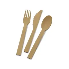 International Silver 72 Piece Flatware Set | Let's Eat Collection | Bamboo Disposable Cutlery Set | BPA-Free, Eco-Friendly, Biodegradable, Compostable