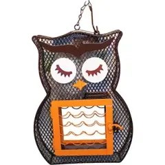 Heath Owl Design Metal Mesh Dual Seed and Suet Bird Feeder