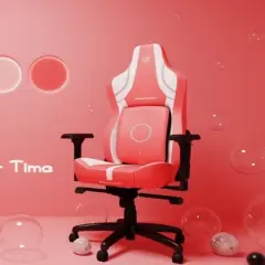 Dsvimoy Task and Office Gaming Chair Ergonomic Design for Comfortable Gaming Sessions, Pink and White, 31"*27"*14"