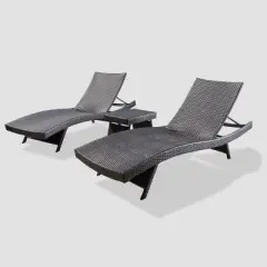 Salem 3pc Wicker Patio Adjustable Chaise Lounge Set  - Christopher Knight Home