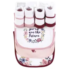 Hudson Baby Infant Girl Cotton Bib and Sock Set, Girls World, One Size