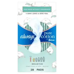 Always Pure Cotton with Wings Size 1 Regular Unscented - 28ct