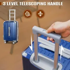 Romswi 5 Piece Carry-On Luggage Set, 20" 24" 28" Lightweight Suitcase with TSA Lock, Cup Holder, and Duffel  Bag &ndash; Spinner Wheels Travel Blue Luggage