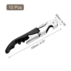 Unique Bargains Double Hinged Wine Bottle Openers with Foil Cutter 5" 10 Pcs