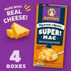 Annie's Organic Super! Mac Real Aged Cheddar Mac and Cheese - 24oz/4ct