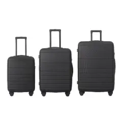 INFURNIC Bag And Luggage Sets 3 Piece Hard Shell Suitcase Set, Lightweight Suitcase with Wheels for Travel Business, Black , 20.87"*11.61"*30.31"