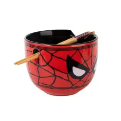 Silver Buffalo Marvel Spider-Man Face 20-Ounce Ramen Bowl and Chopstick Set