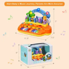Costway Kids Rainbow Piano Keyboard 8 Keys Music Toy Gift w/ Animal Playground LED Light