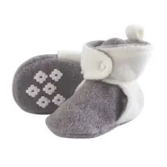 Little Treasure Baby and Toddler Cozy Fleece Booties, Heather Gray Cream