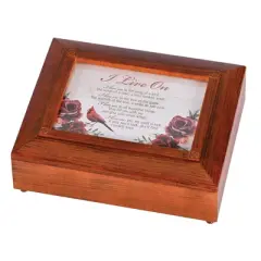 Dicksons Cardinal - I Live On, Woodgrain Finish 9.5 x 7.75 Inch Polymer Keepsake Remembrance Box