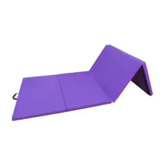 BalanceFrom Fitness GoGym 120x48in Extra Thick Anti Tear High Density All Purpose Aerobic Gymnastics Mat with Velcro Carrying Handles, Purple (8 Pack)