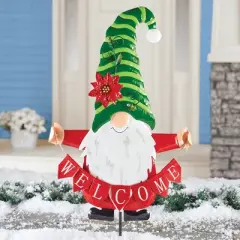 Collections Etc Welcome Gnome Christmas Holiday Stake Decoration