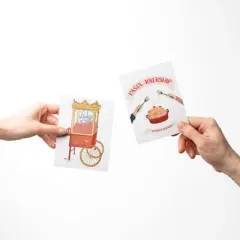 Love/Friendship Greeting Card Pack (3ct) "Balloon, Popcorn, Pasta" by Ramus & Co