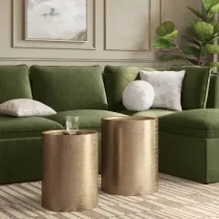 Manila Nesting Tables - Threshold&trade;: Gold-Tone Metal, Hand-Carved, No Assembly Required