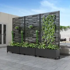 PexFix 72 in. H x 35 in. W Black Metal Rectangle Wall Planter Box with Trellis for Climbing Plants