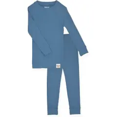 Sleep On It 100% Organic Cotton 4Pc Ribbed Knit Snug Fit Pajama Set - Blue/Green