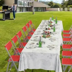 VINGLI Plastic Folding Chairs, Comfortable Foldable Chair with Breathable Mesh Seat and Sturdy Metal Frame, for Indoor and Outdoor Use, Red