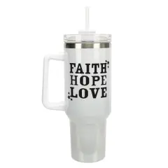 Elanze Designs Faith Hope Love Stars 40 oz. Stainless Steel, Large Water Bottle Coffee Mug, Spill & Leak Resistant, Thermal Travel Tumbler with