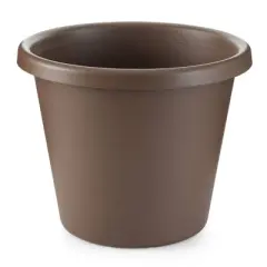 The HC Companies 14 Inch Classic Durable Plastic Flower Pot Container Garden Planter with Molded Rim and Drainage Holes, Chocolate Brown (2 Pack)