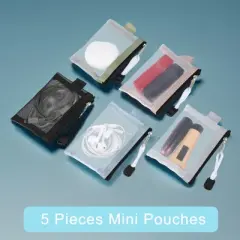 Unique Bargains Portable Mini Zipper Mesh Bags 4.33"x2.95" Black Blue Green Pink Gray 5 Pcs