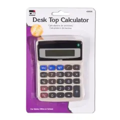 Charles Leonard Desktop Calculator, Battery and Solar Powered with Tilted 8 Digit Display, Pack of 6