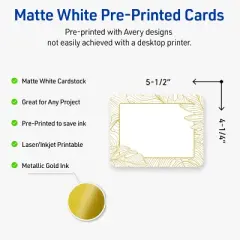Avery Rounded Corner Postcards, Gold Florals, 4.25" x 5.5"