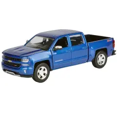 2017 Chevrolet Silverado 1500 LT Z71 Crew Cab Pickup Truck Blue 1/27 Diecast Model Car by Motormax