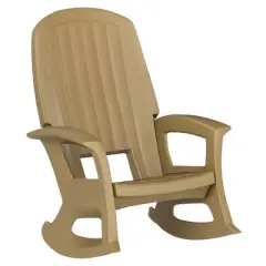 Semco Rockaway Heavy-Duty Outdoor Rocking Chair w/Low Maintenance All-Weather Porch Rocker & Easy Assembly for Deck and Patio, Taupe (3 Pack)