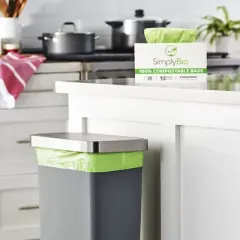 Simply Bio 13 Gal. Compostable Trash Bags with Flat Top, Heavy-Duty, 0.87 MIL,50-Count