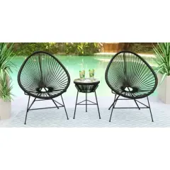 LeisureMod Montara 3-Piece Patio Furniture Set &ndash; White with Tempered Glass Tabletop for Patio, Porch, Balcony, Poolside & Outdoor Living Spaces