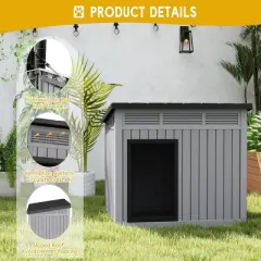 SEVOBAL Pet Crates and Houses Dog House Easy Assembly Open Roof Cleaning Weatherproof Spacious for Indoor and Outdoor, Gray, 42.87"*32.95"*31.61"