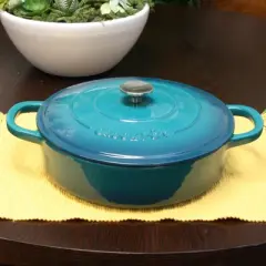 Artisan 5 Qt Braiser Pan with Lid in Teal Ombre