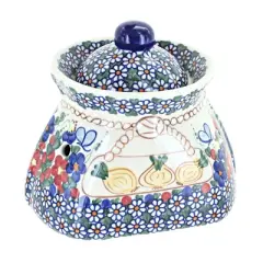 Blue Rose Polish Pottery 98 Vena Small Garlic Keeper