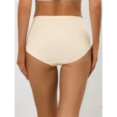 Allegra K Women's Hi-Cut Ribbed High Waist Tummy Control Available in Plus Size Briefs