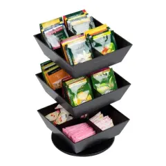 Mind Reader 3 Tier Tea Bag Carousel Organizer Black: Coffee Station & K-Cup Holder, Coffee Bar Accessories