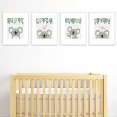 Big Dot of Happiness Koala Cutie - Unframed Bear Nursery Wall Art and Kids Room Decor Linen Paper Wall Art - Set of 4 - Artisms - 8 x 10 inches