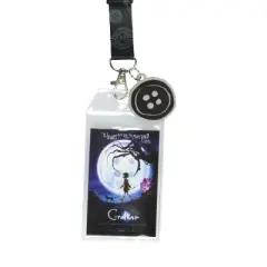 Coraline Lanyard Badge Holder Reversible Design with 2" Button Rubber Pendant