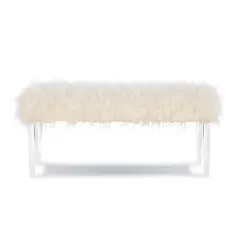 Faux Flokati Acrylic Leg Bench White - Linon