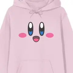 Kirby Happy Big Face Long Sleeve Cradle Pink Men's Hooded Sweatshirt