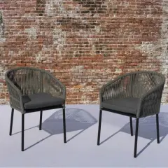 Courtyard Casual Osborne Black Aluminum Outdoor Dining Chairs, 2 pc set with Cushions