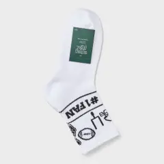 Women's Game Day "#1 Fan" Ribbed Cushioned Mid Crew Socks - Wild Fable&trade; White/Black 4-10