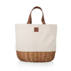 Picnic Time Promenade Beige Canvas Picnic Basket: Wicker, Solid Pattern, Disney Licensed, Lifetime Warranty